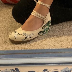 Canvas Embroidered Wedges